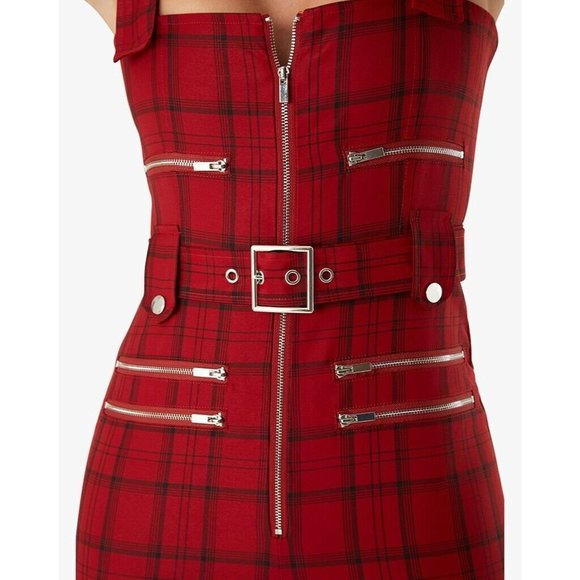 WeWoreWhat Moto Jumpsuit Red Plaid NWT - Picture 3 of 13